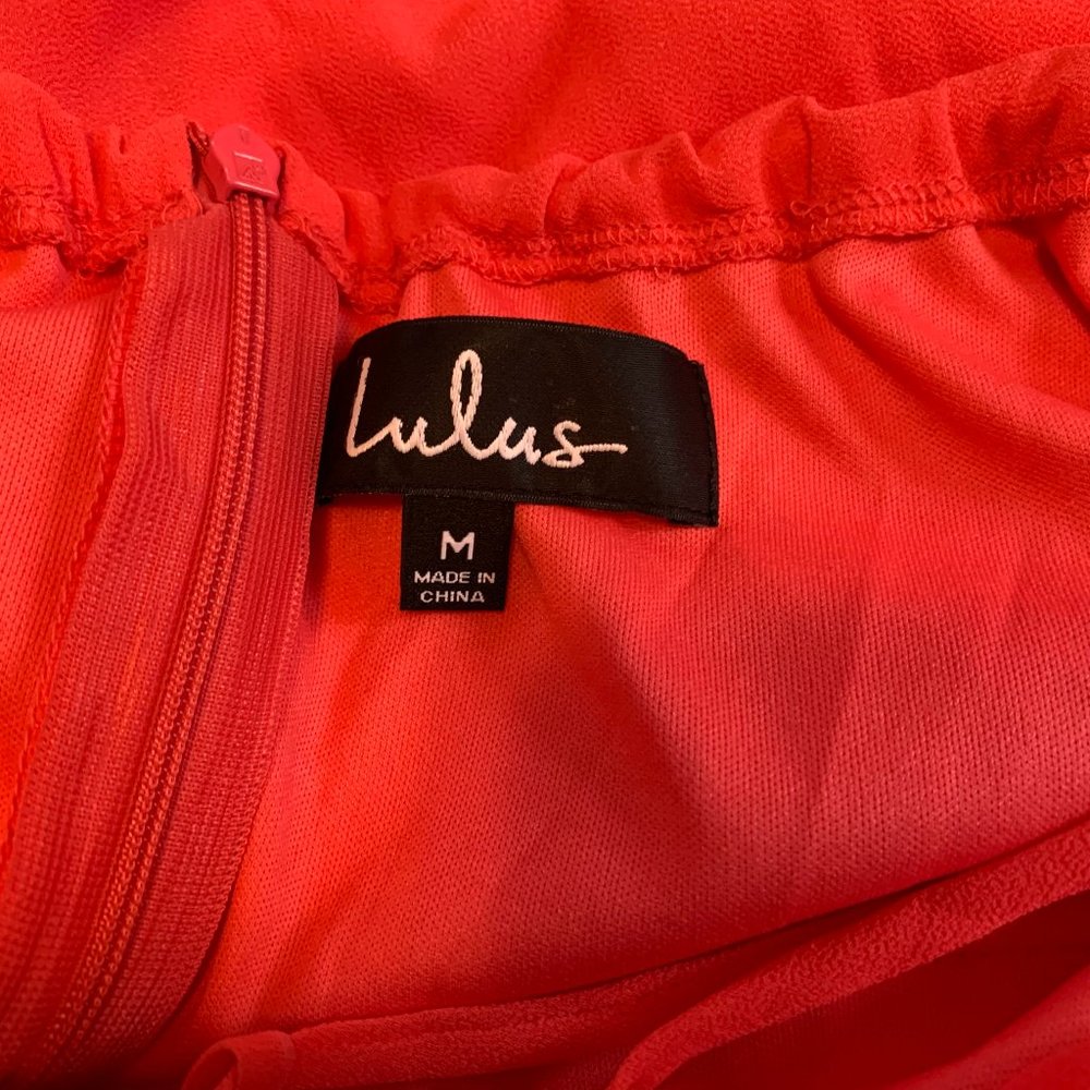 Lulu's Good Deeds Lace Up Back Dress Bright Coral Size M - Picture 8 of 9